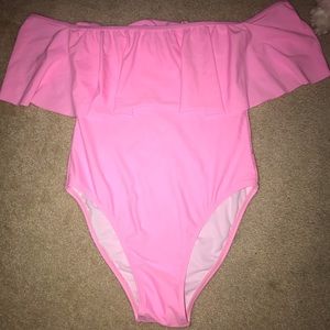 Neon Pink Strapless  One Piece